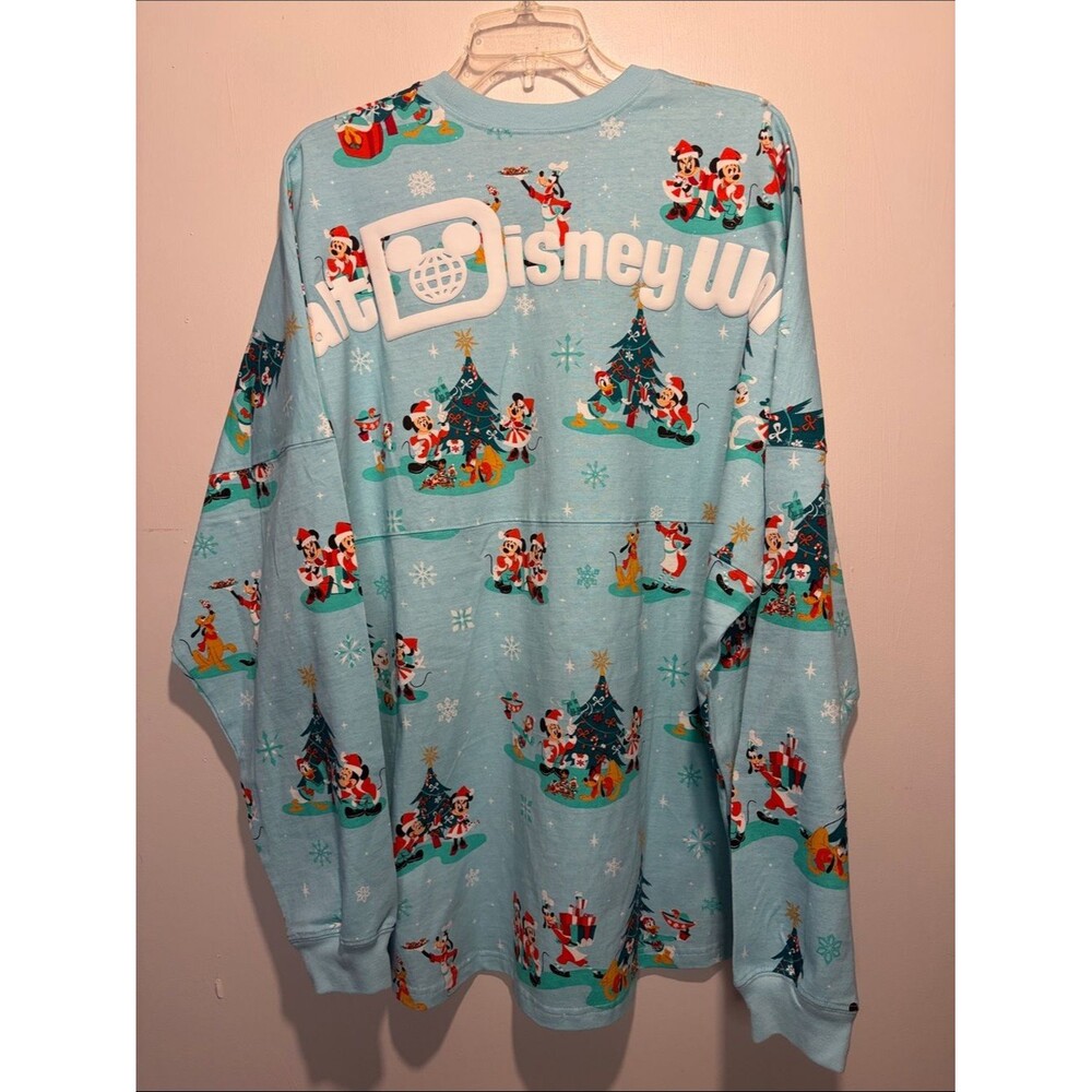 Disney Parks NWT Spirit Jersey Santa Mickey Mouse Friends Holiday Blue Size XXL - Picture 2 of 9
